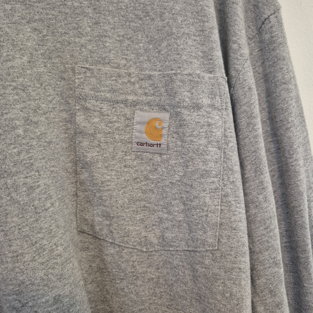 Carhartt Heather Gray Pocket Long sleeve Tee with Logo Patch. Never worn